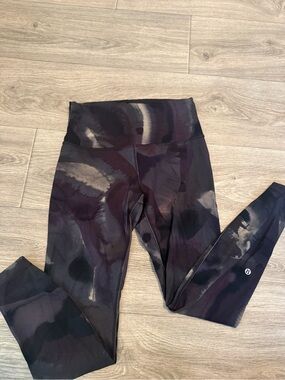 Lululemon High-Waist Tie-Dye Leggings in Deep Plum